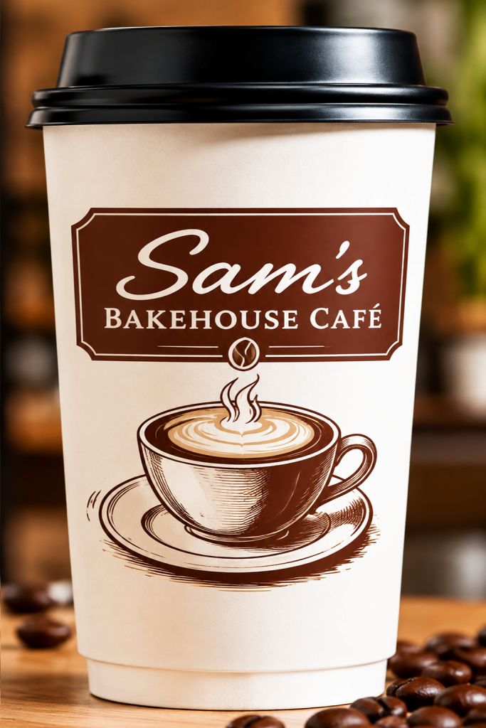 Benedict Café custom coffee cup